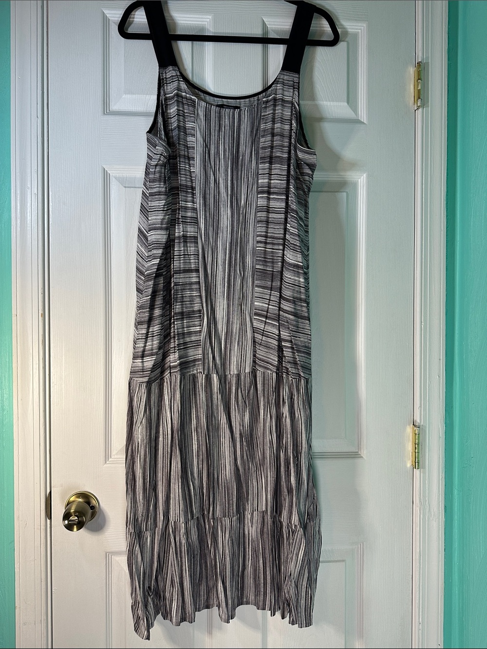 Simply Vera Vera Wang Black & White Striped Sleeveless Tiered Maxi Dress